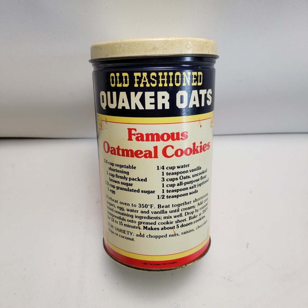 Vintage 1982 Quaker Oats Limited Edition Canister Tin Can Tall Storage Container - Picture 3 of 10